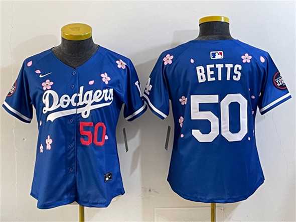 Women%27s Los Angeles Dodgers #50 Mookie Betts Royal 2025 Tokyo Series Limited Stitched Jersey